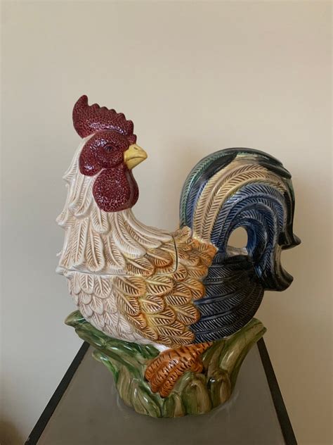 Vintage Ceramic Rooster Cookie Jar Statue Figurine Farmhouse - Etsy