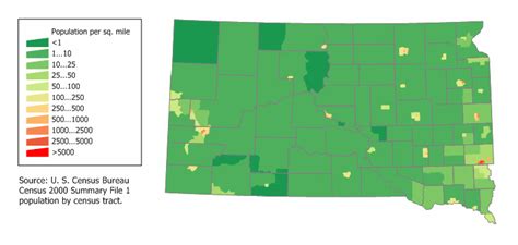 Map of South Dakota (Map Population Density) : Worldofmaps.net - online ...