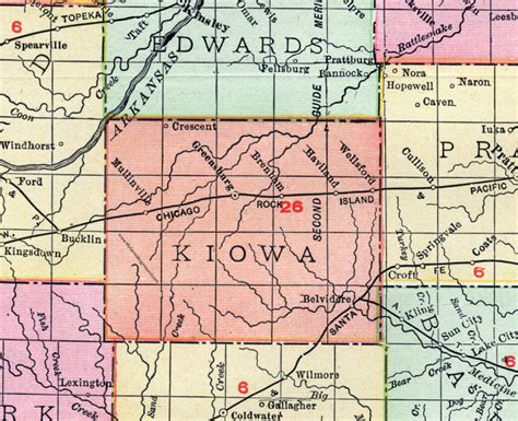 Kiowa County, Kansas, 1911, Map, Greensburg, Haviland, Mullinville