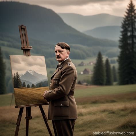 Adolf Hitler's Landscape Painting | Stable Diffusion Online