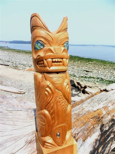 Bear with Salmon Totem Pole, Ron Sager, Wolf Clan • My Mondo Trading ...