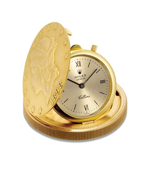 ROLEX. A RARE 18K GOLD TWENTY DOLLAR COIN WATCH