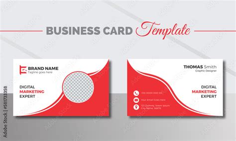 Modern & minimal business card with photo, simple clean design template, vector design ...