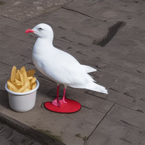 A Seagull Eating Hot Chips · Creative Fabrica