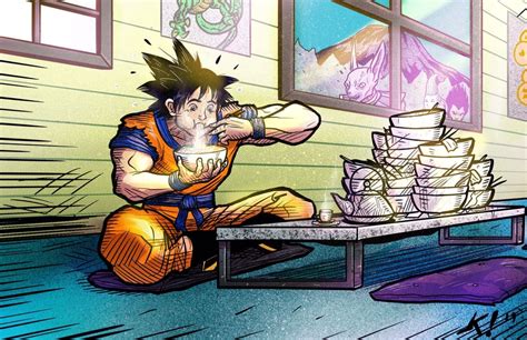 Goku eating noodles [by @jkroeg1 on IG] : dbz