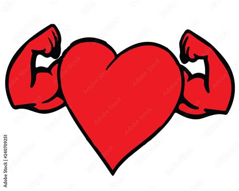 Cartoon-Strong Heart Muscles Colored Drawing Stock Vector | Adobe Stock