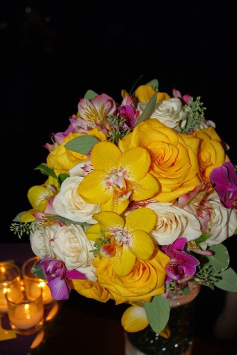 yellow and pink bouquet | Pink orchids bouquet, Orchid bouquet, Pink ...