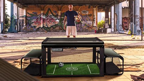 This table football game folds down and assembles for on-the-go games