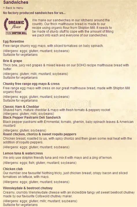 Soho Coffee Co. Menu, Menu for Soho Coffee Co., Market Street, Manchester - Zomato UK