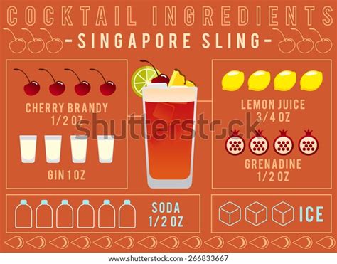 Cocktail Ingredients Singapore Sling Vector Illustration Stock Vector (Royalty Free) 266833667