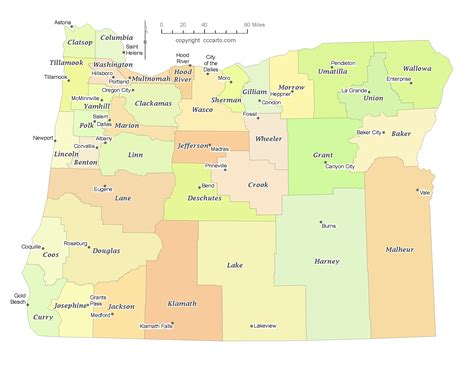 Map Of Oregon Showing Counties