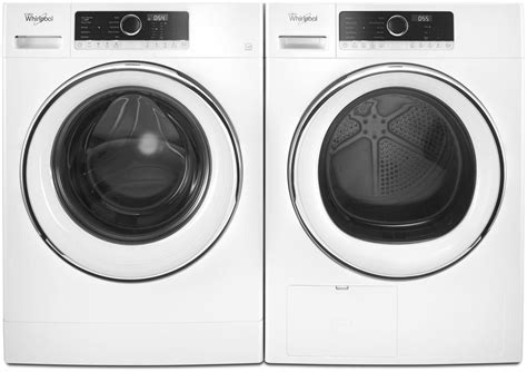 Whirlpool WFW5090JW 24 Inch Compact Front Load Washer and WHD5090GW True Ventless Heat Pump 4.3 ...