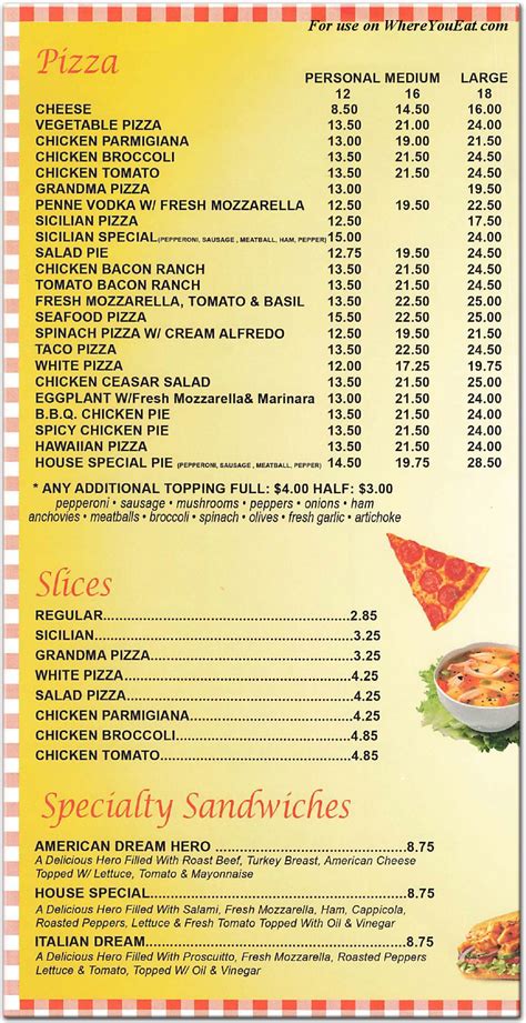 Taste of Italy Pizza Restaurant in Queens / Menus & Photos