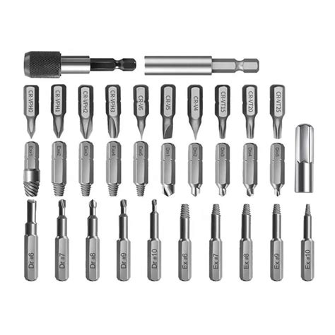 33pc Screw Extractor Set Easy Out Bolt Extractor Kit & Screwdriver Bits ...
