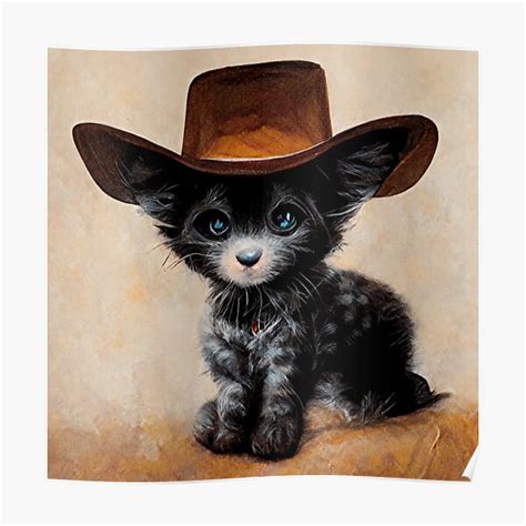 "Cute Kitten Wearing Cowboy hat" Poster for Sale by AnimalArtPhotos ...