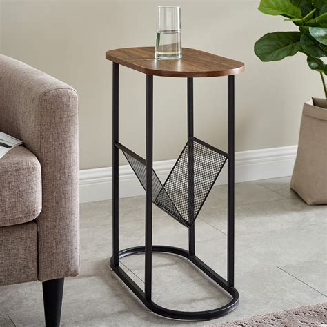 Manor Park Modern Magazine Rack Oval End Table, Dark Walnut - Walmart.com - Walmart.com