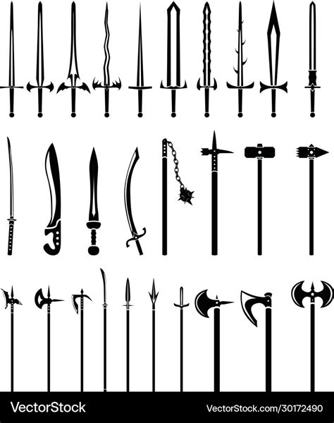 Melee weapon set Royalty Free Vector Image - VectorStock