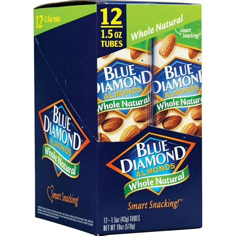 Blue Diamond Almonds, Whole Natural, 1.5 oz, 12 ct - Walmart.com - Walmart.com