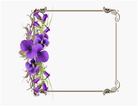 Purple Flower Clipart Border, HD Png Download - kindpng