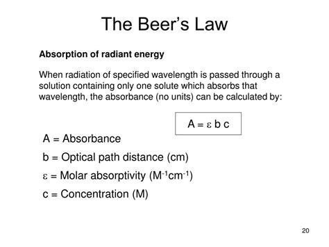 Beer Lambert Law Units Of Absorbance at John Minor blog