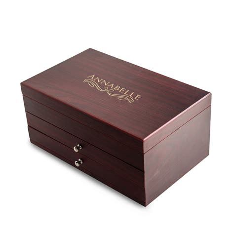 Personalized Rosewood Finish Wooden Double Drawer Jewelry Box