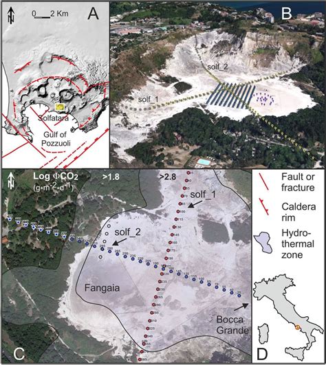 (A) DEM map of Campi Flegrei Caldera with a sketch of the main volcanic... | Download Scientific ...