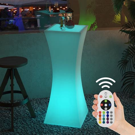 BALUS Changing Colors LED Cocktail Table with Slim Waist, 18" Light Up ...