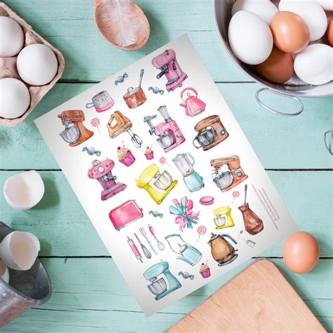 Printable Kitchen Tools Stickers Planner Stickers PDF | Etsy