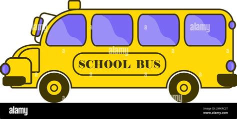 Design element with icon of school bus side view drawing in flat style Stock Vector Image & Art ...