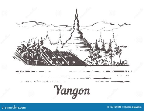 Myanmar Pagoda Sketch - Best Decorations