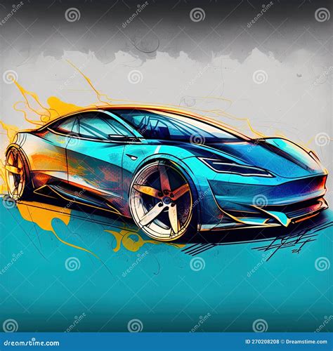 Modern Electric Car Design, Sketch. Generative AI Stock Illustration - Illustration of concept ...