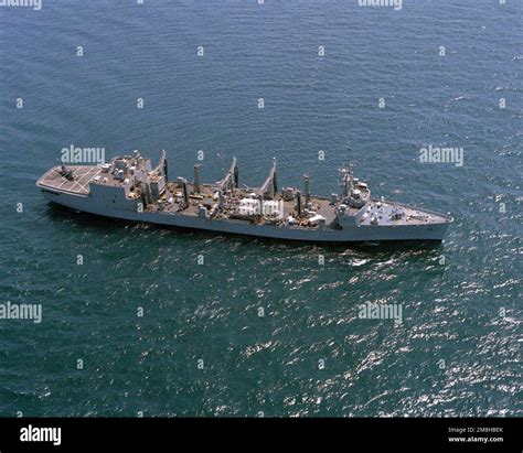 A starboard view of the fleet oiler USS KANSAS CITY (AOR-3) underway ...