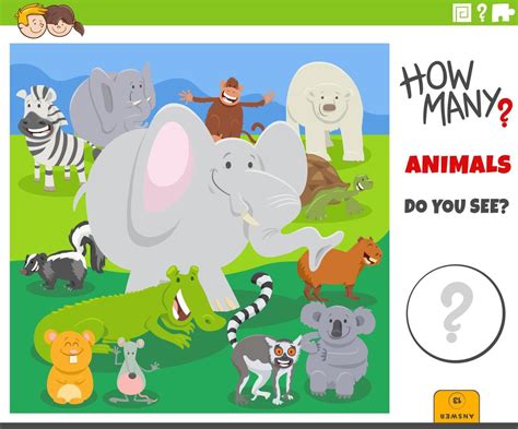 counting cartoon animal characters educational game 23111256 Vector Art at Vecteezy