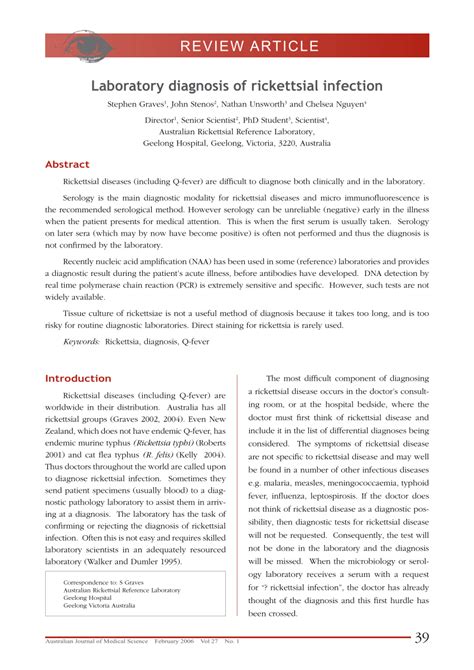 (PDF) Laboratory diagnosis of rickettsial infection