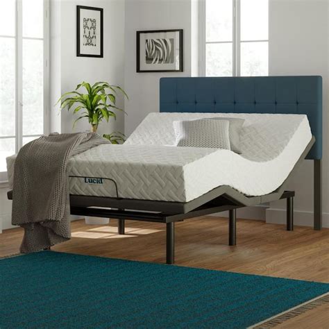 LUCID Comfort Collection Deluxe Adjustable Base 12-in Soft Adjustable Queen Memory Foam Mattress ...