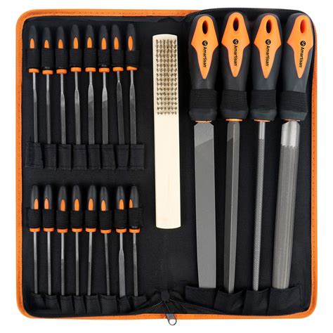 Amartisan 20Pcs Premium File Set with Carry Case, High Carbon Steel File Set, Flat/Triangle/Half ...