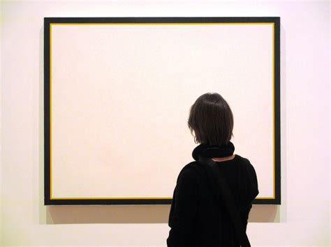 Viewing an all white color field painting in the gallery. [Source] : a:t5_3cdpv