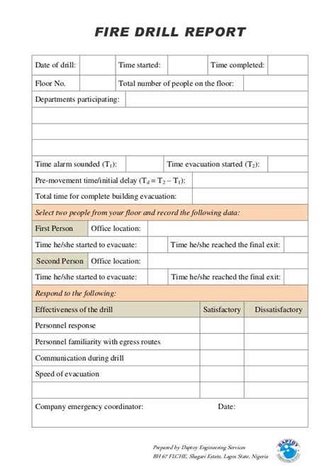 Fire Evacuation Drill Report Template – Thegreenerleithsocial.org