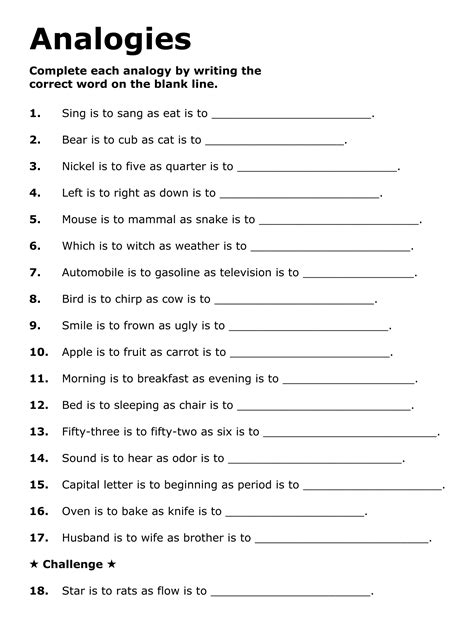 Printable Worksheets Analogies Cognitive Therapy, Cognitive Development ...