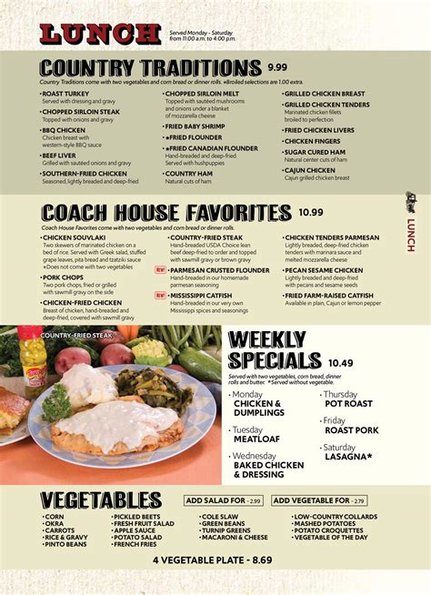 Coach House - Menus