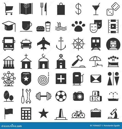 City map icons set stock vector. Illustration of market - 74366627