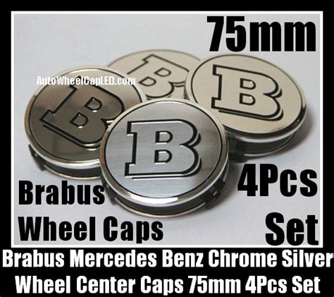 Brabus Mercedes Benz Chrome Silver Wheel Center Caps 75mm CLK S C Class ...