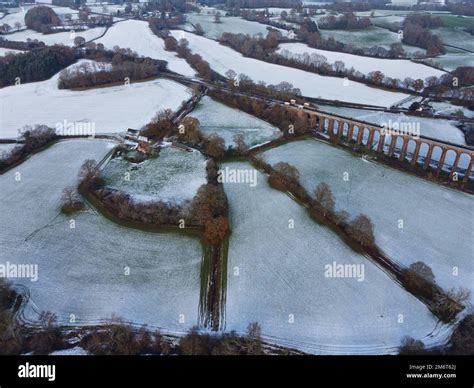 Aerial view of Ouse Valley Viaduct in winter Stock Photo - Alamy