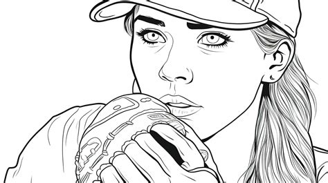 Female Baseball Player Coloring Pages Background, Softball Coloring Picture, Softball, Ball ...