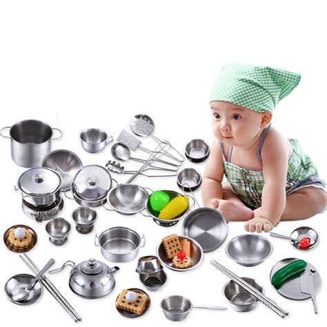 16 Pcs Kids Children Role Play Toys Mini Kitchen Cooking Pots Pans ...