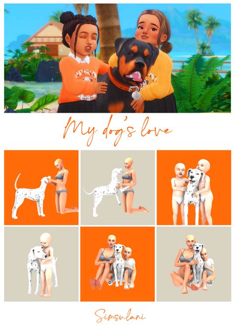 #215 Pose Pack - My dog's Love | Simsulani | Sims pets, Sims 4 family ...