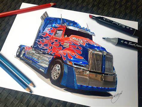 Optimus Prime Truck Drawing by HellBoss-WG on DeviantArt