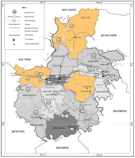 Administrative map of Hai Duong province Note: Studied districts were... | Download Scientific ...