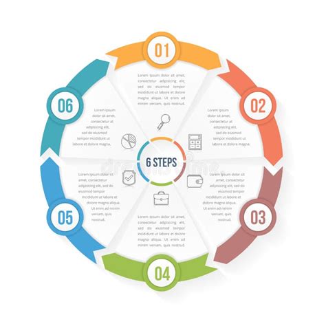 Circle Infographic Template with Six Elements Stock Vector - Illustration of infograph, chart ...