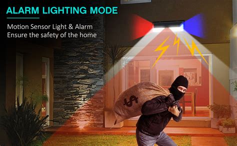 Solar Motion Sensor Security Lights Wall Lights Solar Sound Alarm Strobe Light,4 Modes IP65 ...